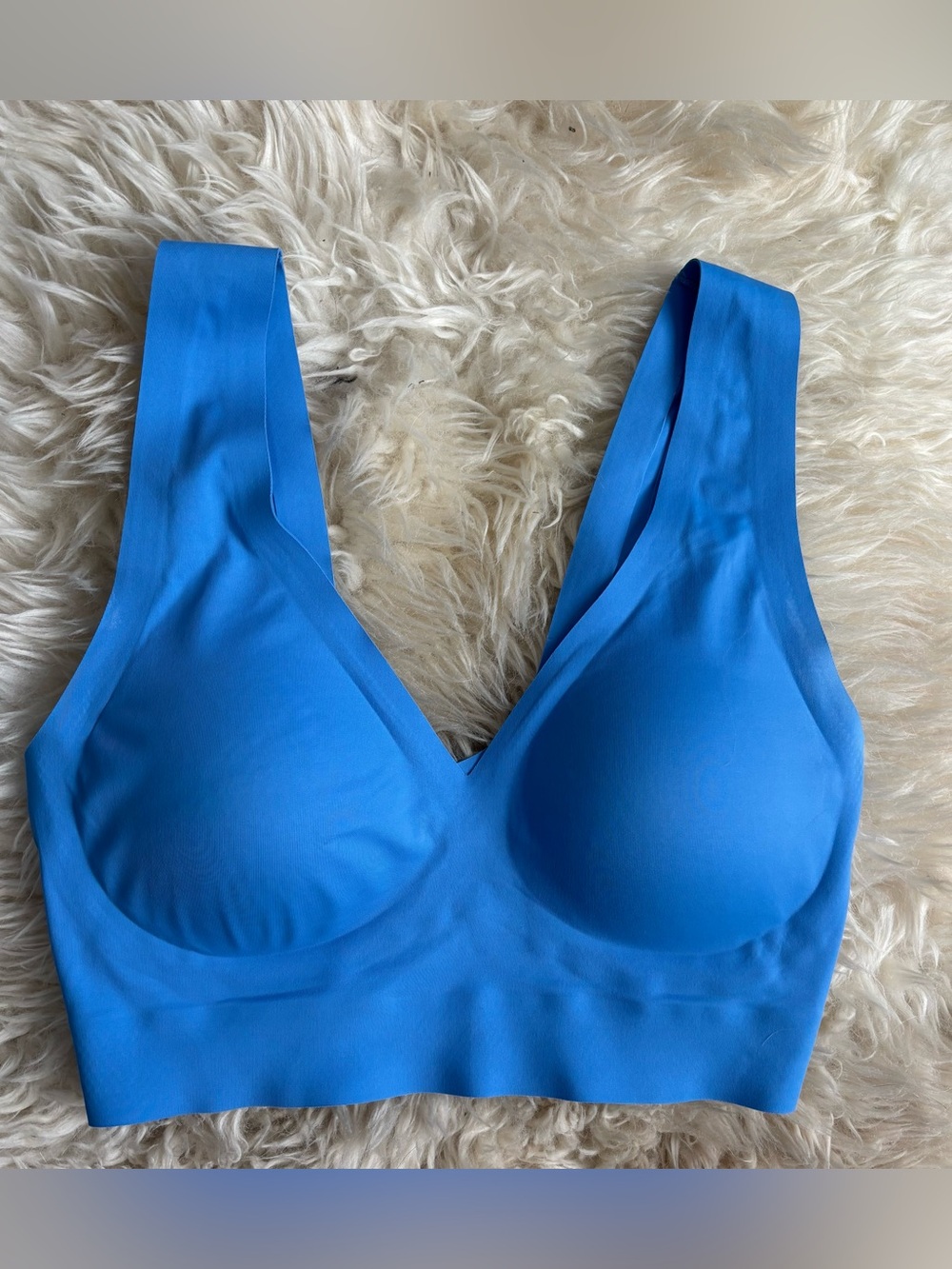 EBY Smoothing Bra, seamless bralette. Blue, size Small